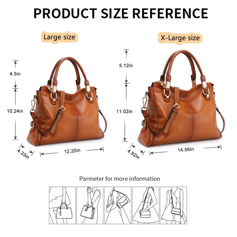Kattee Women Genuine Leather Purses and Handbags Satchel Tote Shoulder Bag (Brown) - Image 3